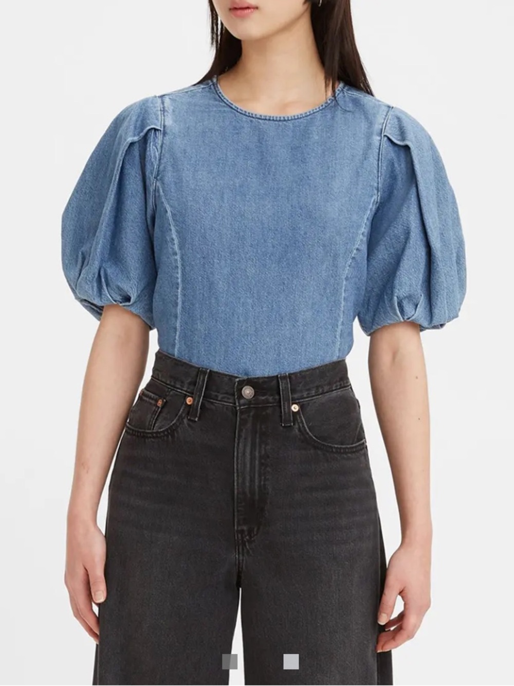 LEVI'S Indigo Puff Sleeve Denim Blouse
